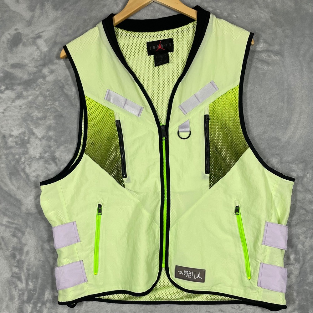 Jordan Engineered For Flight SU/21 Utility Vest Neon Lime Green Mens Large